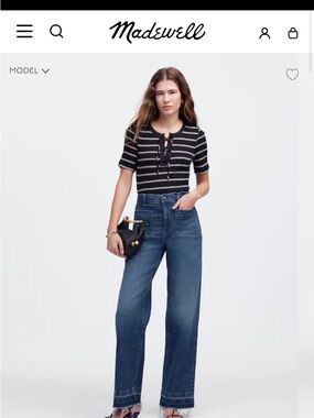 Madewell Dark Blue High-Rise Wide-Leg Jeans